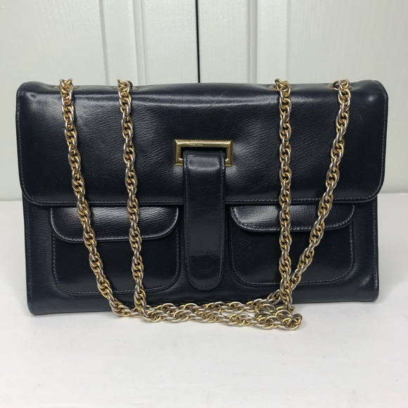Vintage Block Navy Blue Adjustable Chain Handle Bag Size Small - Picture 1 of 15
